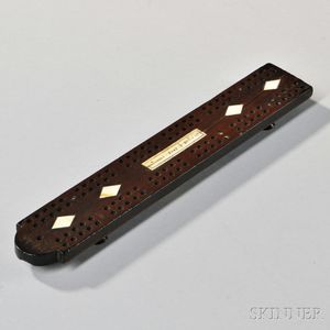Carved and Inlaid "Tannah Reay" Cribbage Board