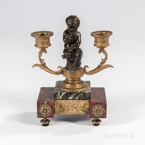 Two-light Gilt and Patinated Bronze Figural Candelabra