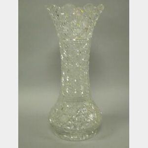 Large Colorless Brilliant-Cut Glass Vase.