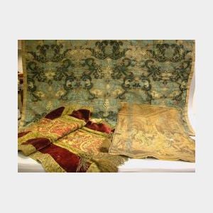 Fortuny Three-Color Resist Pattern Panel, a Brocade Panel and a Machine-woven Tapestry.