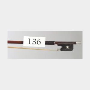 French Silver Mounted Violoncello Bow, Eugene Sartory