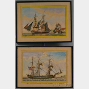 Jean-Jerome Baugean (French, c. 1764-1819) Two Hand-colored Engravings of American Vessels: Frégate