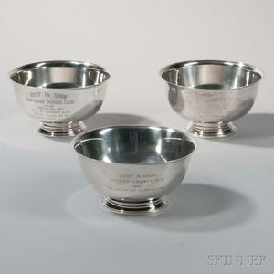 Three Paul Revere-style Sterling Silver Trophy Bowls