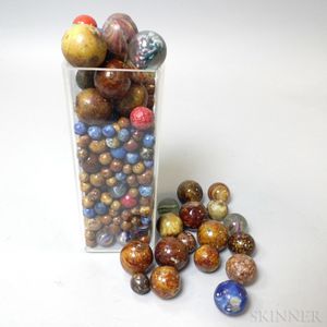 Group of 19th Century Ceramic and Glass Marbles. 