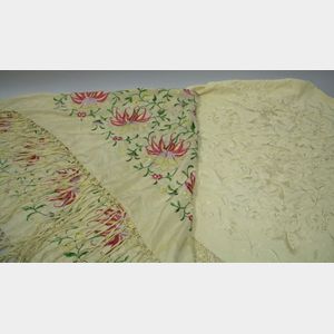 Two Chinese Embroidered Silk Shawls.