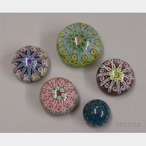 Five Internally Decorated Strathearn Paperweights
