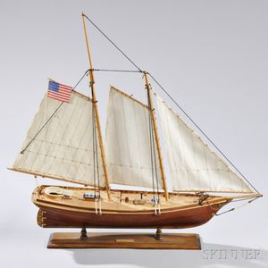 Small Wooden Schooner Model