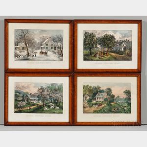Currier & Ives, publishers (American, 1857-1907) Four Prints from the AMERICAN HOMESTEAD Series