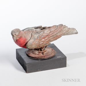 Painted Lead Bird on Stand