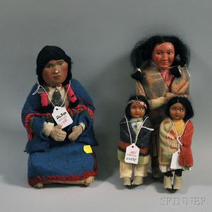 Three "Skookum" Indian Figural Dolls