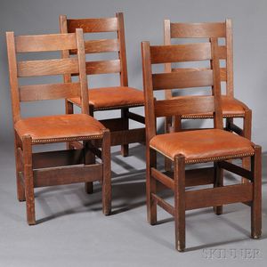 Four Gustav Stickley Dining Chairs