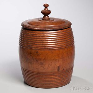 Large Treen Barrel-form Lidded Container