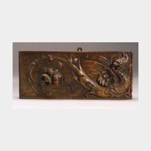 Continental Carved Walnut Panel