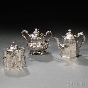 Three Pieces of American Coin Silver Tea Ware