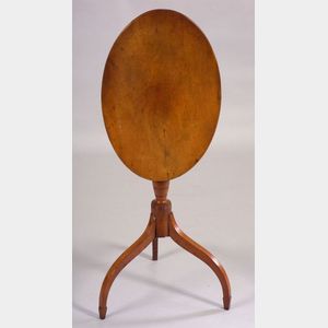 Federal Cherry Carved and Inlaid Tilt-top Candlestand
