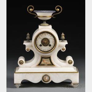Ormolu-mounted Alabaster Mantel Clock