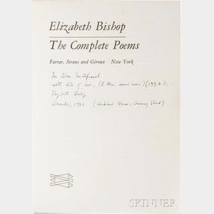 Bishop, Elizabeth (1911-1979) The Complete Poems, Signed Presentation Copy to Alice Methfessel.