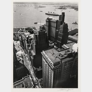 Berenice Abbott (American, 1898-1991) Wall Street, Broadway to Battery, New York