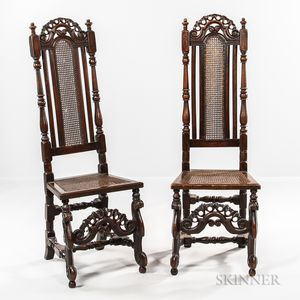 Pair of William and Mary Caned Beech Side Chairs