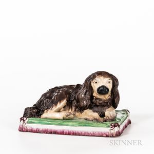Large Staffordshire Pottery Model of a Seated Spaniel