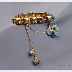 Antique 14kt Gold and Enamel Bracelet