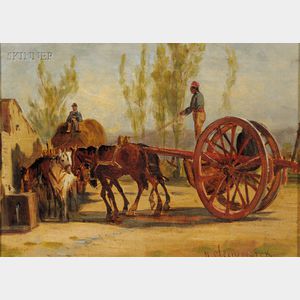 Henry Cleenewerck (American, 1818-1901) Riding the Hay Cart