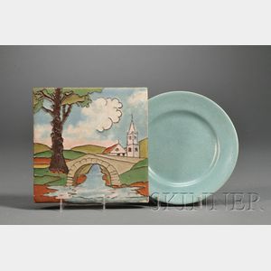American Encaustic Tile and a Paul Revere Pottery Plate
