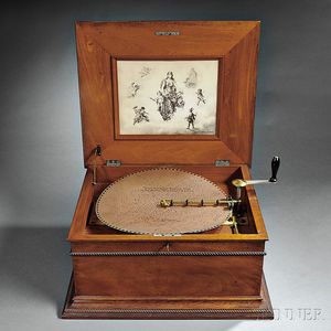 Regina 15 1/2-inch Mahogany Disc Musical Box