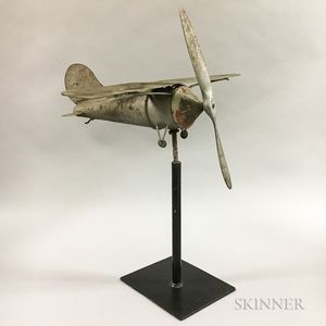 Painted Tin Airplane Whirligig