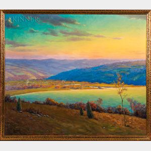 William Charles Baker (American, 1872-1958) Autumnal Landscape at Sunset