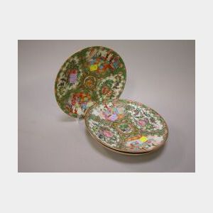 Three Chinese Export Rose Medallion Porcelain Plates.