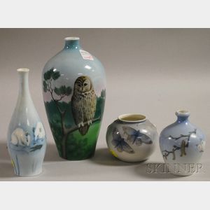 Four European Hand-painted Porcelain Vases