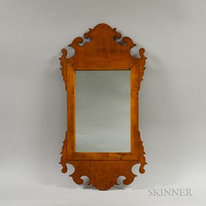 Chippendale-style Tiger Maple Scroll-frame Mirror and a Federal Gilt Tabernacle Mirror