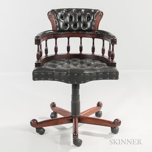 Modern Tufted Leather-upholstered Swiveling Desk Chair
