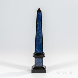 Lapis-inlaid Black Onyx Obelisk