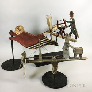 Three Polychrome Carved Wood Whirligigs