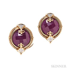 18kt Gold and Ruby Earclips