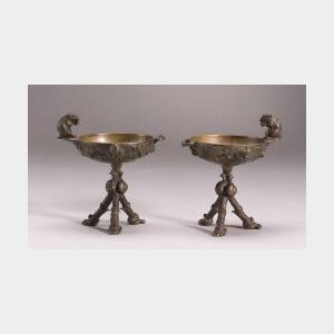 Pair of Bronze Aesthetic Movement Compotes