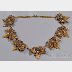 Rare Prototype Leaf and Butterfly Festoon Necklace, Miriam Haskell