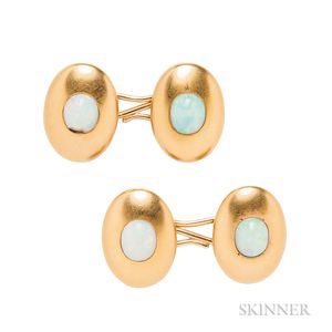 14kt Gold and Opal Cuff Links