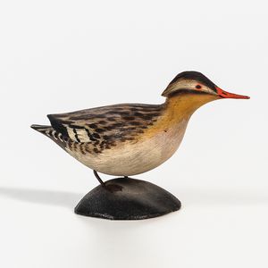 Carved and Painted Female Red-breasted Merganser
