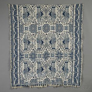 Woven Wool and Cotton Coverlet Depicting the United States Capitol Building