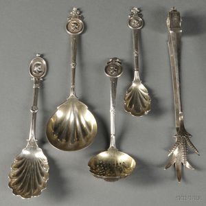 Five Pieces of American Medallion Sterling Silver Flatware