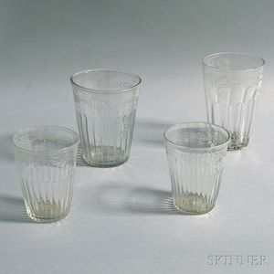 Four Etched Glass Tumbler