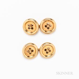 Pair of 14kt Gold Button Cuff Links