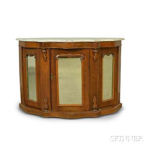 Mahogany Marquetry Marble-top Cabinet