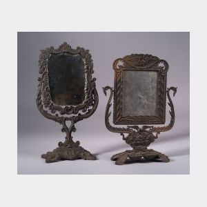 Two Cast Iron Dressing Mirrors
