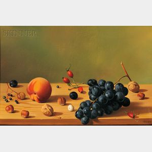 Fernand Renard (French, b. 1912) Still Life with Fruit on a Shelf