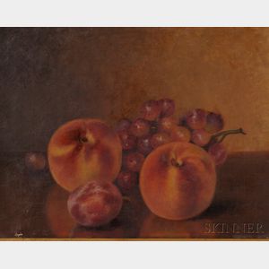 Fall River School, 19th Century Still Life with Peaches and Red Grapes.
