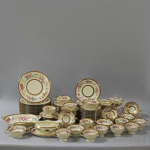 Approximately Ninety-eight Pieces of Schlaggenwald Porcelain and a Pair of Lustres